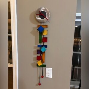 Rick Martin Signed Metal Wall Clock Sculpture Modern Art Geometric Colorful